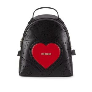 Love Moschino Black Backpack with Red Heart Accent